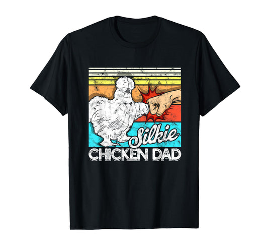 Retro Silkie Chicken Dad Farmer Silky Chickens T-Shirt
