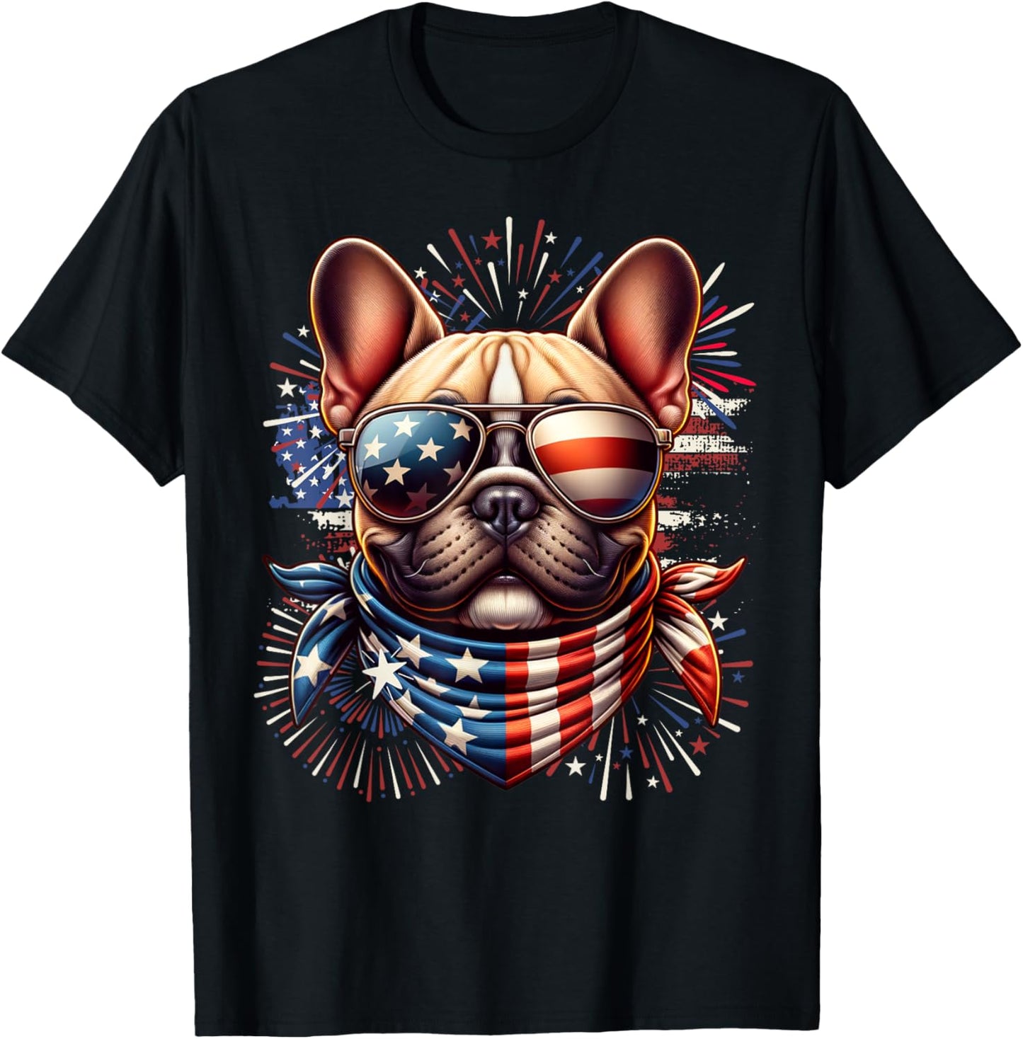 French Bulldog Patriotic 4th of July Fireworks USA Frenchie T-Shirt