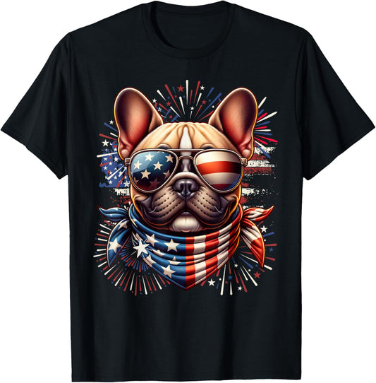 French Bulldog Patriotic 4th of July Fireworks USA Frenchie T-Shirt