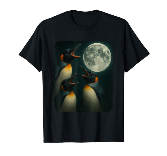 Three Penguin Moon | Funny 3 Wolfs Meme Nerdy T-Shirt