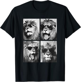 Cute Lions with Sunglasses Cool Lion Animals Photo Booth T-Shirt