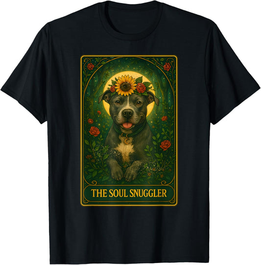 Vintage Pitbull Tarot Card Cute Pit Bull The Soul Snuggler T-Shirt