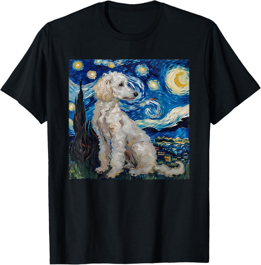 Poodle Dog Van Gogh Style Starry Night T-Shirt