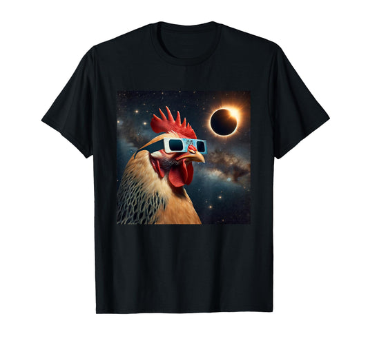 2024 Solar Eclipse Chicken Wearing Glasses Totality T-Shirt