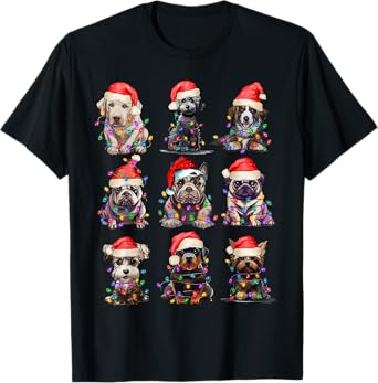 Christmas Dogs Xmas Lights Holiday Pajama Matching Family T-Shirt