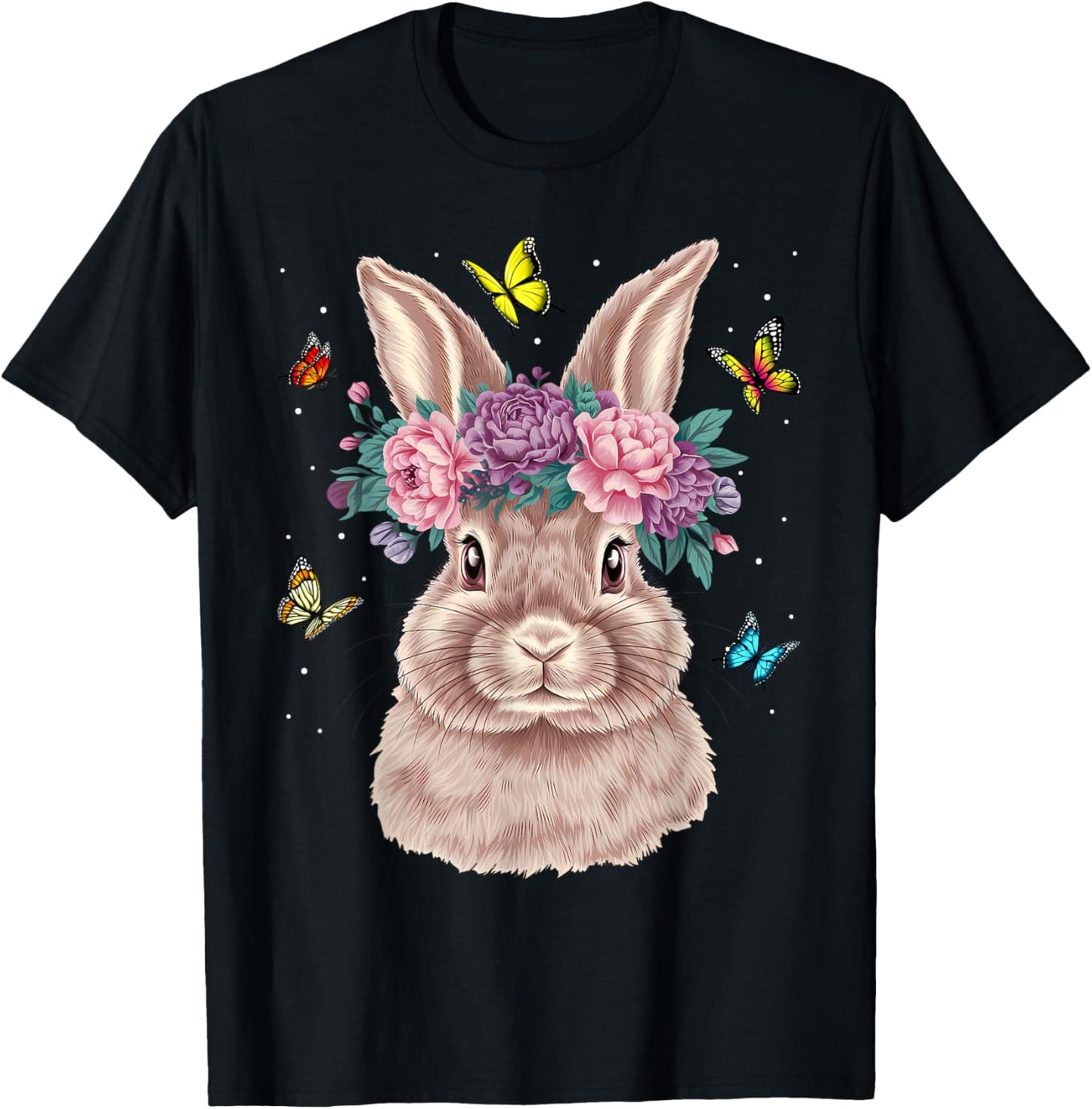 Easter Bunny Rabbit Women - Happy Bunny Flower Graphic Girls T-Shirt