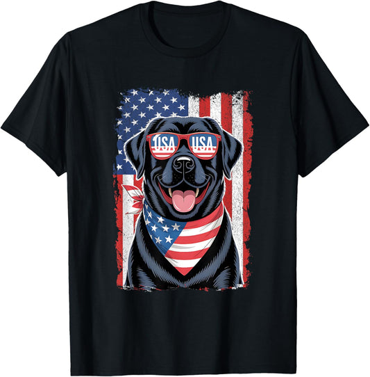 Funny Labrador Retriever 4th of July Dog Patriotic USA Flag T-Shirt