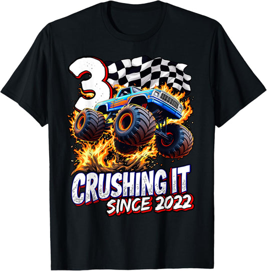 Birthday Monster Truck 3 year Old Boys 3rd Party Born 2022 T-Shirt