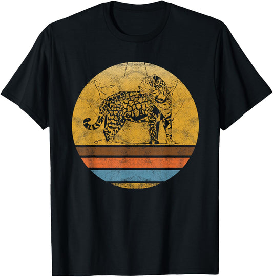 Jaguar Retro Sunset Wildlife Animal Lover Design T-Shirt