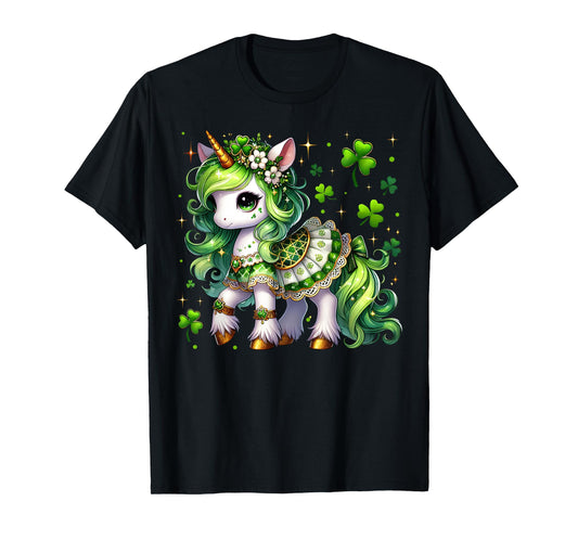 Cute Unicorn Shamrock St Patricks Day Girls Kids Lepricorn T-Shirt