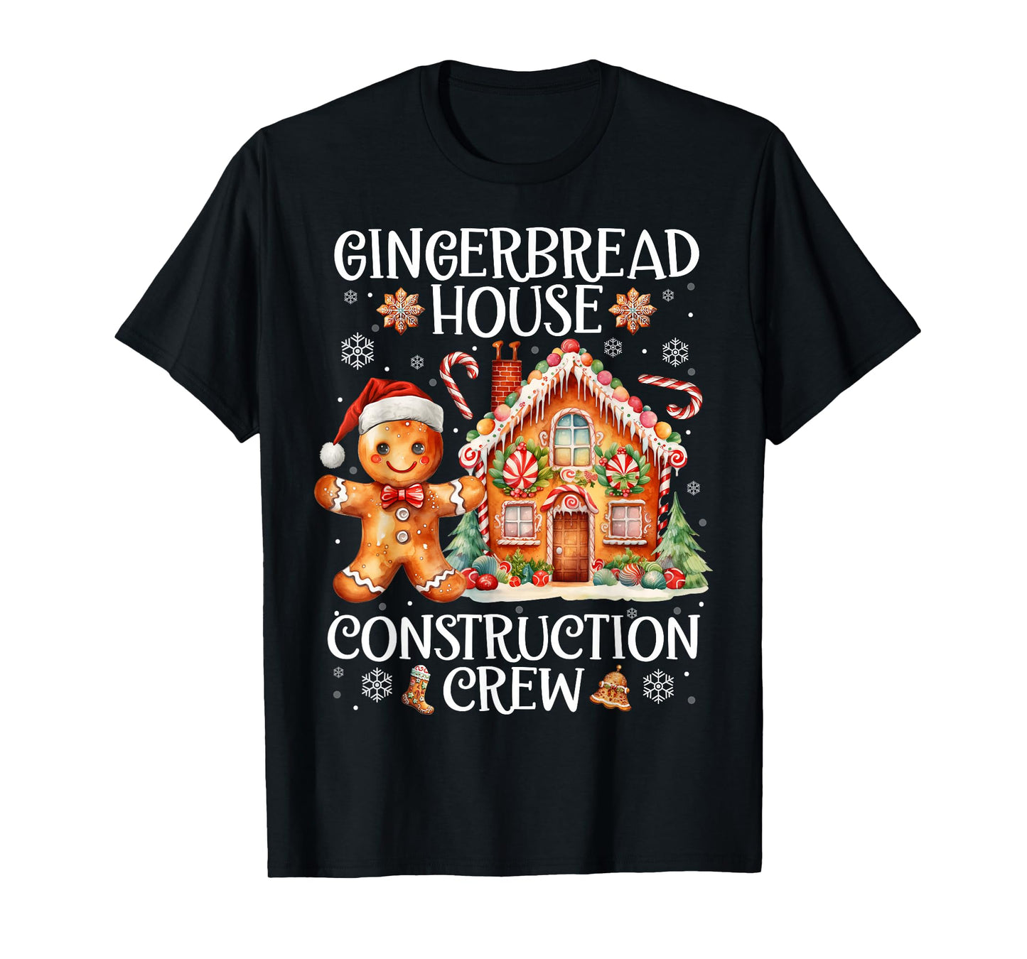Gingerbread House Construction Crew Cookies Baking Christmas T-Shirt