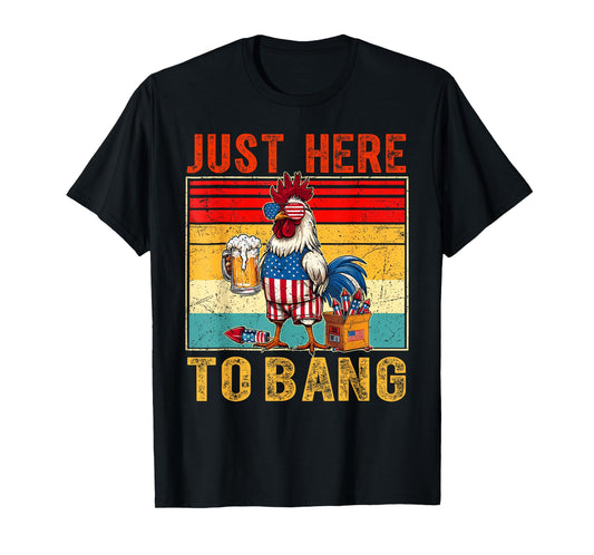 Chicken Fireworks 4th Of July Here To Bang Retro America Men T-Shirt