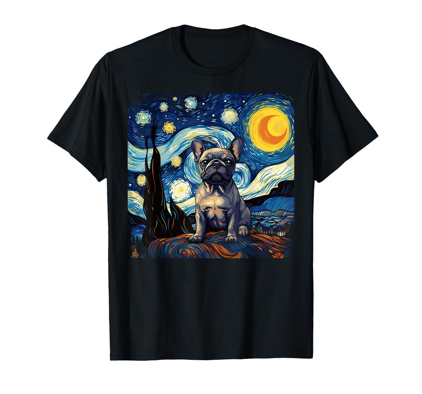 Van Gogh Dog French Bulldog T-Shirt