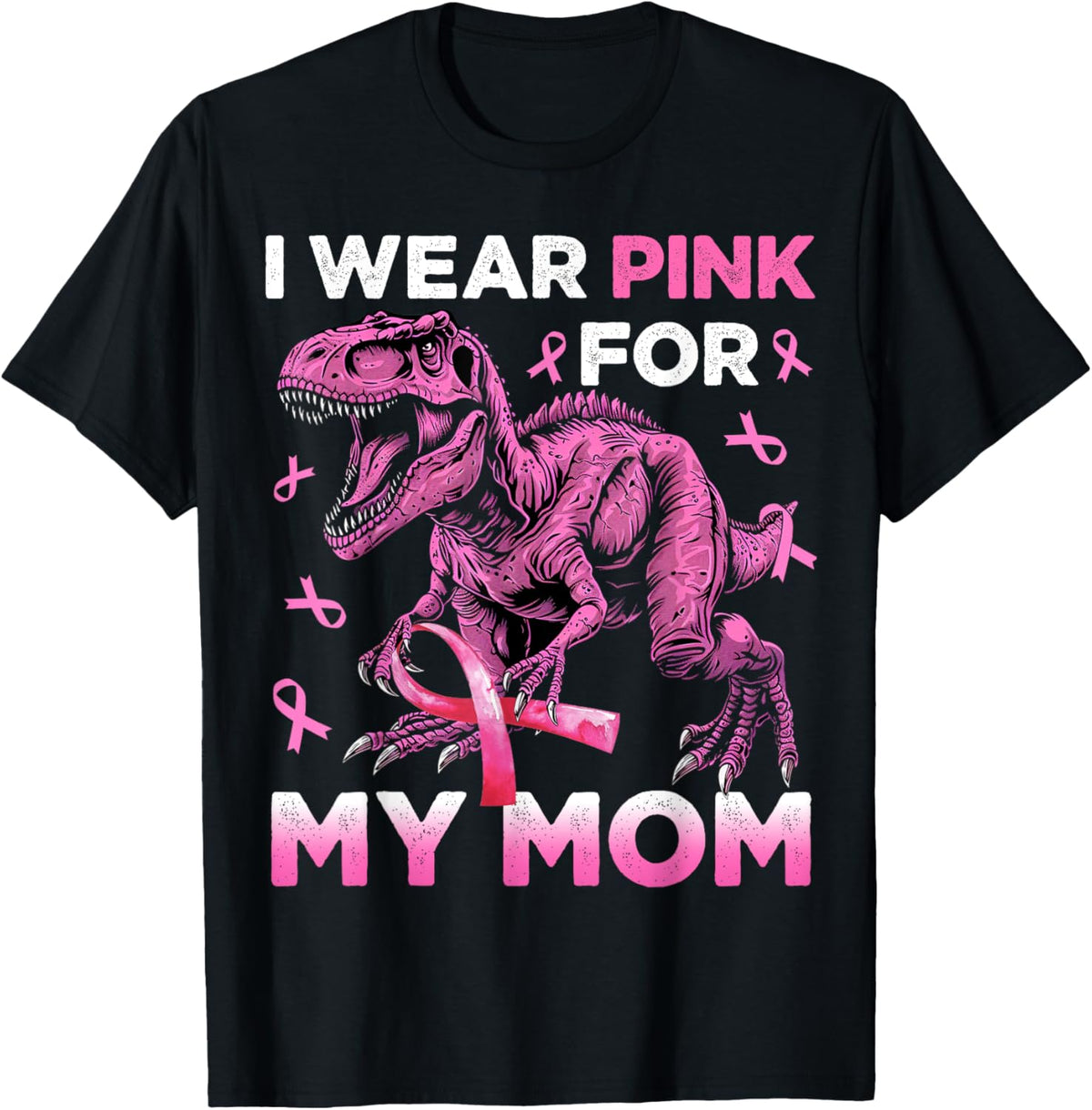 I Wear Pink For My Mom Trex Breast Cancer Awareness Kids Son T-Shirt