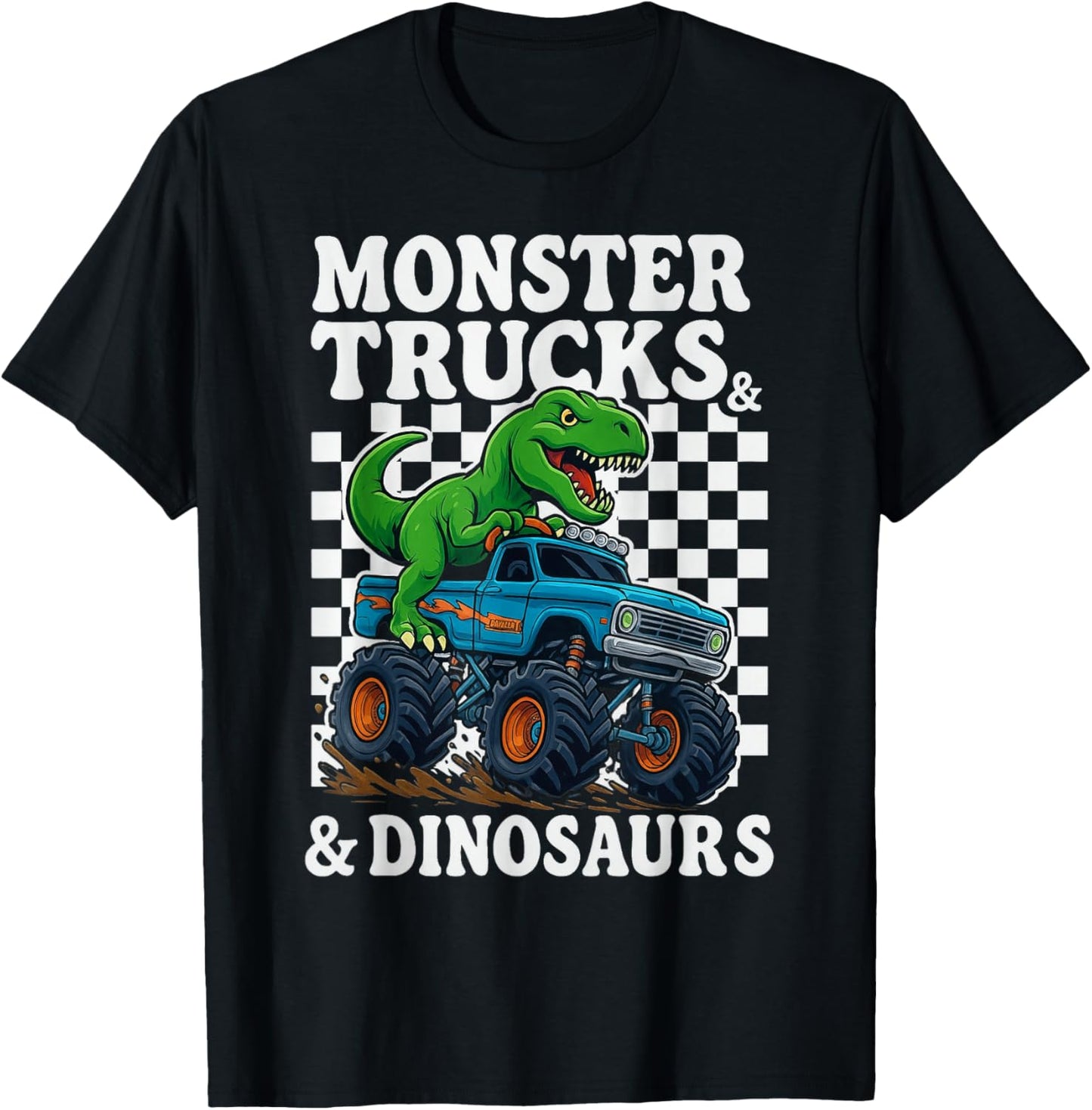 Monster Trucks and Dinosaurs Monster Truck Retro Truck T-Rex T-Shirt