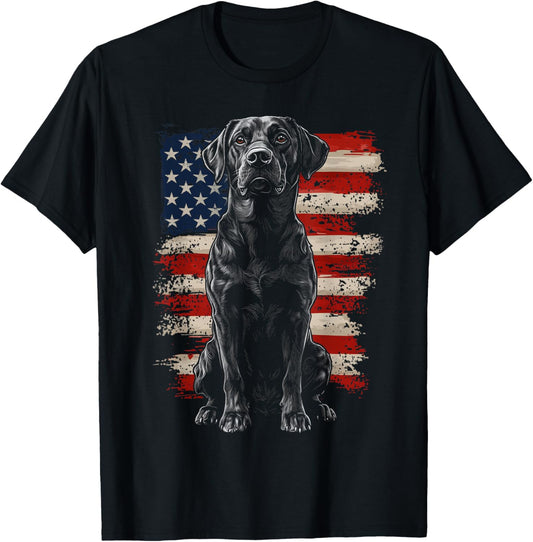 Patriotic Labrador American Flag 4th Of July Black Lab Dog T-Shirt