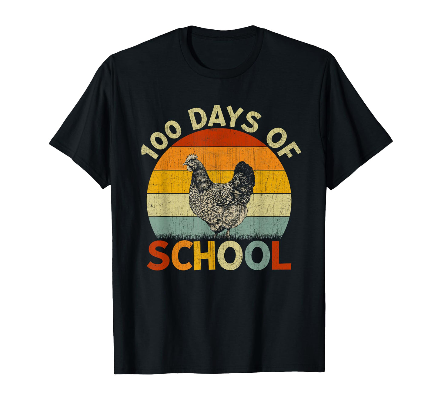 Chicken Retro Boys Girls Teachers 100th Day of School T-Shirt