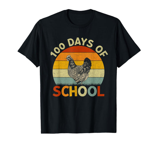 Chicken Retro Boys Girls Teachers 100th Day of School T-Shirt
