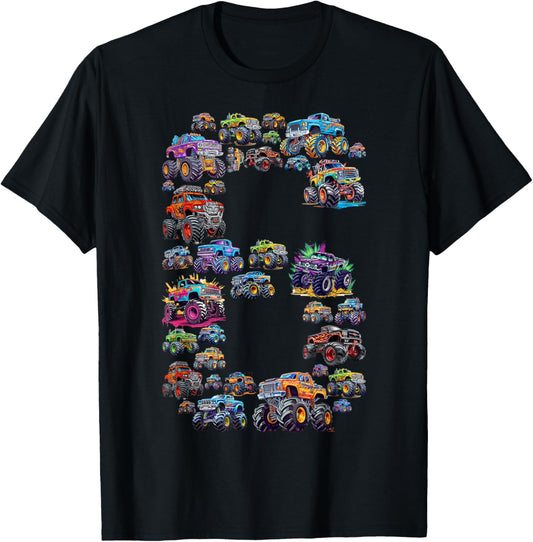 6 Years Old Kids Birthday Monster Truck It's My 6th Birthday T-Shirt