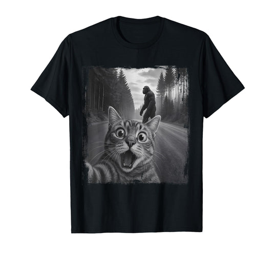 Cat Selfie Sasquatch Bigfoot Funny Apparel for Men Kids T-Shirt