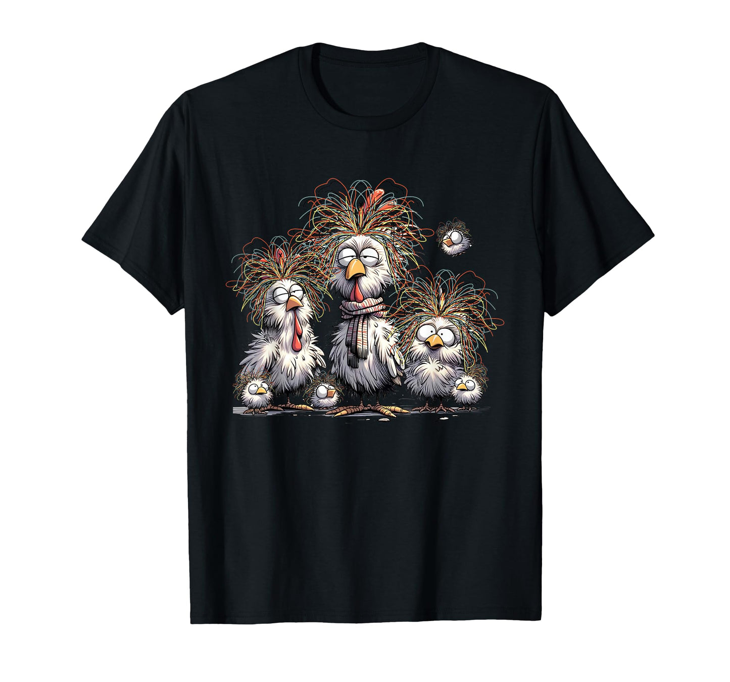 Eagerlys Colorful Chicken Funny Crazy Chicken Family T-Shirt