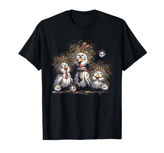 Eagerlys Colorful Chicken Funny Crazy Chicken Family T-Shirt