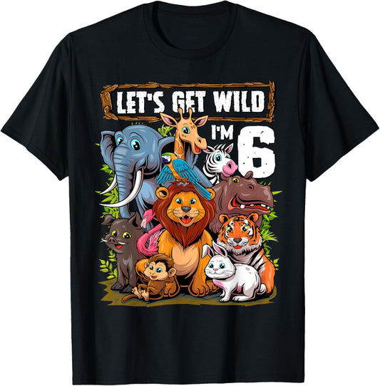 6 Year Old Zoo Birthday Safari Jungle Animals 6th Birthday T-Shirt
