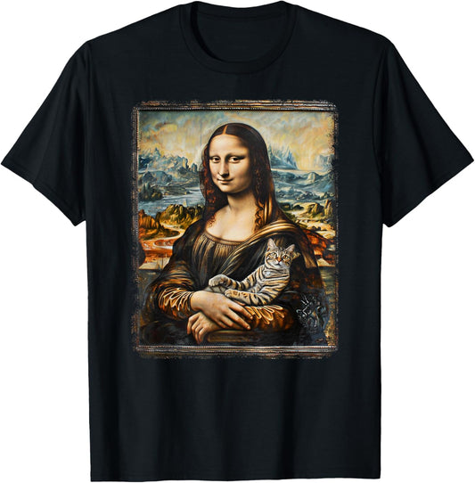 Mona Lisa With Cat T-Shirt