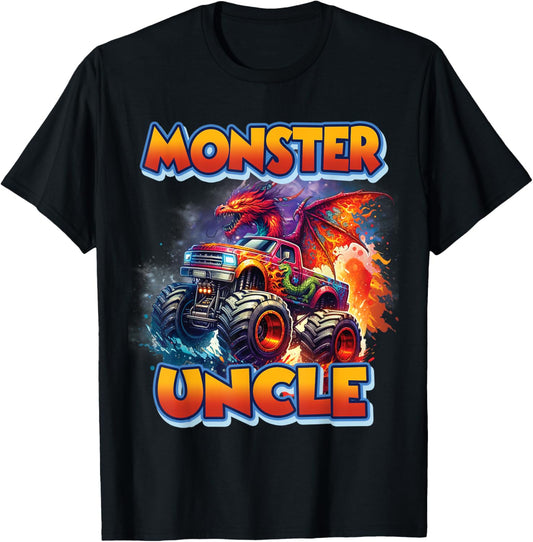 Monster Uncle Birthday Boy Monster Truck Car Family Matching T-Shirt