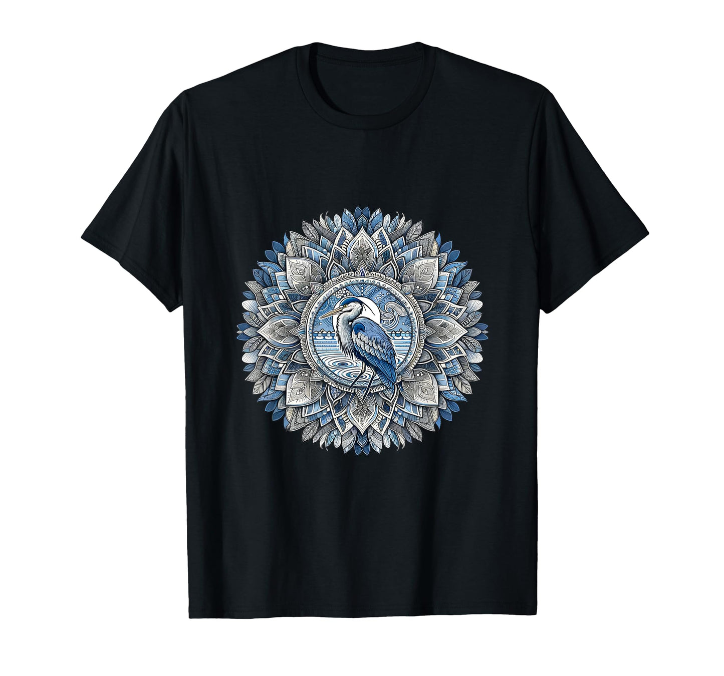 Great Blue Heron Mandala - Bird Lovers Design T-Shirt