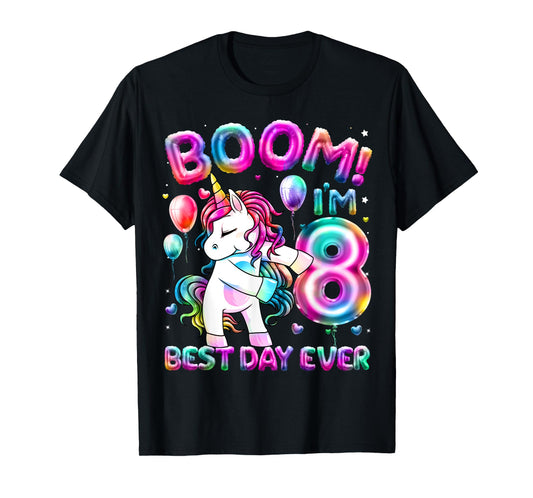 8 Years Old Flossing Unicorn Gifts 8th Birthday Girl Party T-Shirt