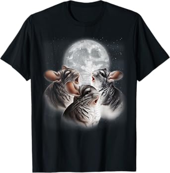3 Chinchilla Howling At The Moon Funny Chinchilla Lover Kids T-Shirt