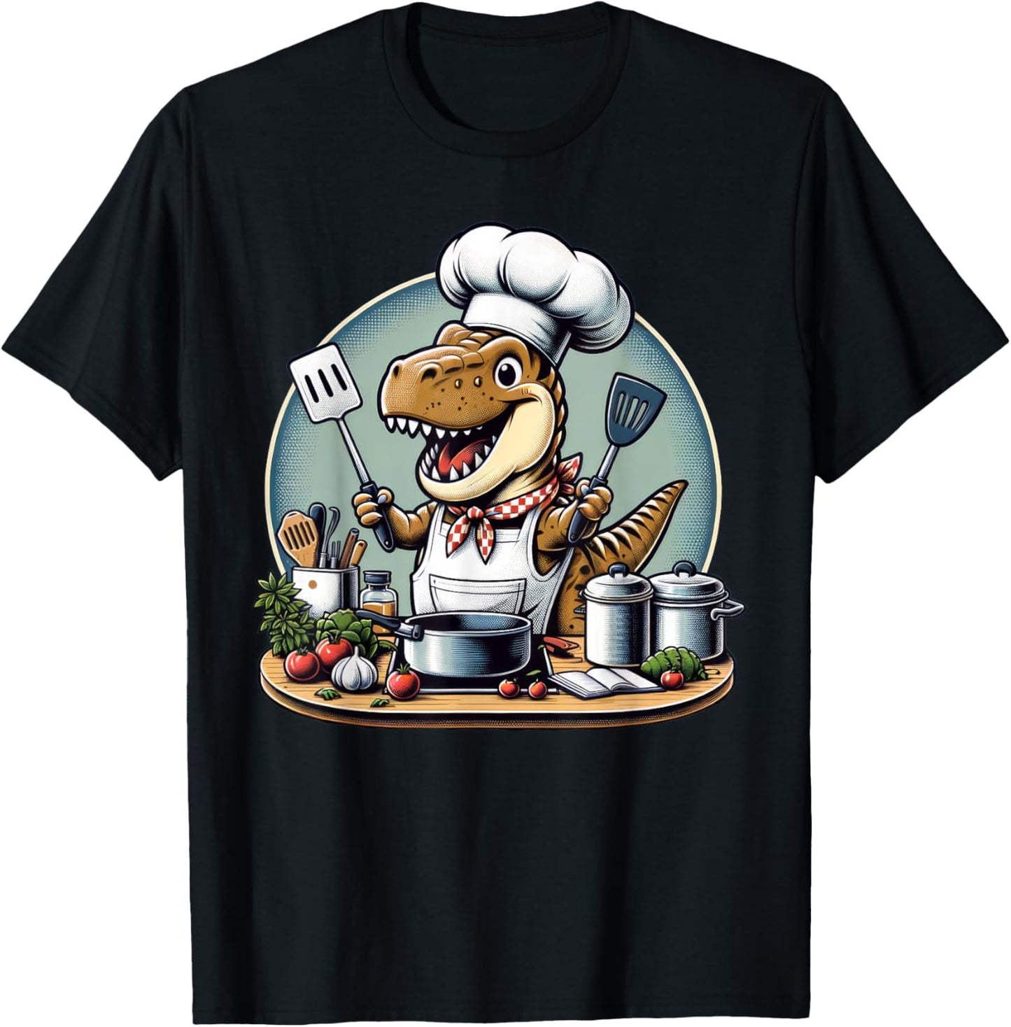 Funny Chef Dinosaur Cook Cooking T-Shirt