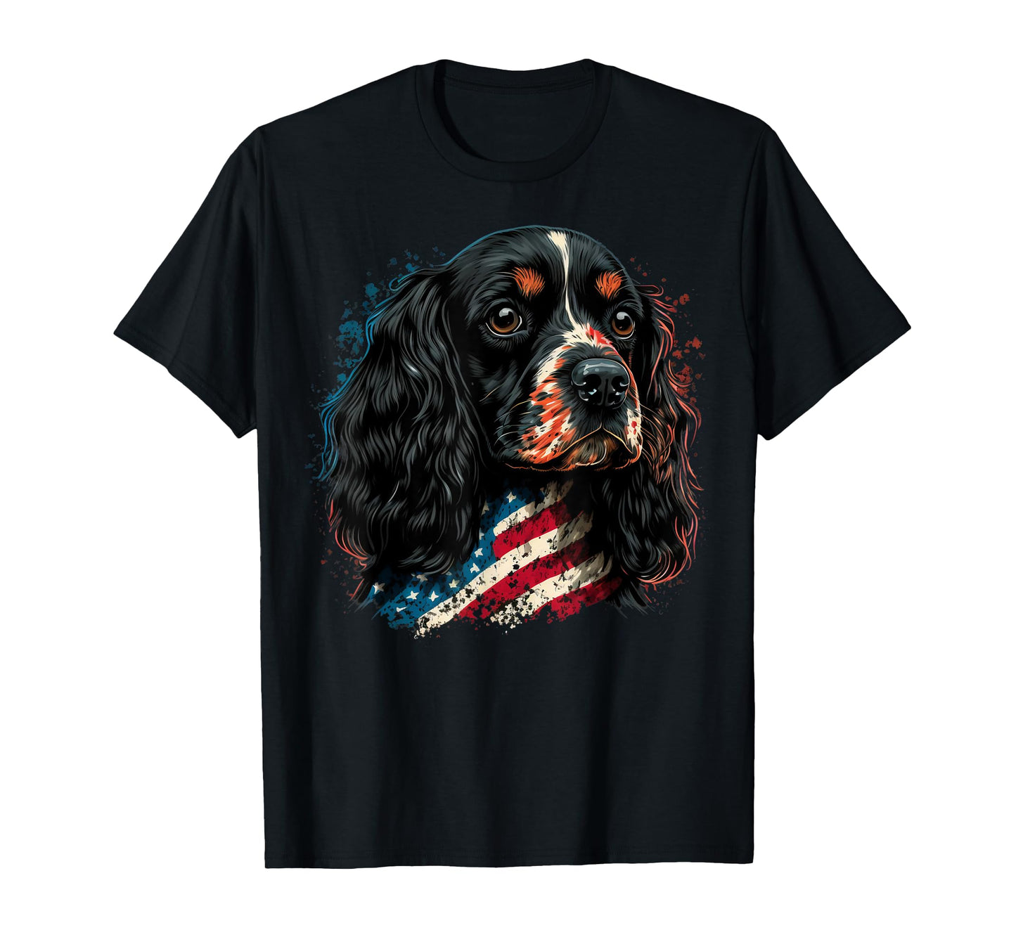 USA 4th Of July Cocker on Patriotic American Cocker Spaniel T-Shirt