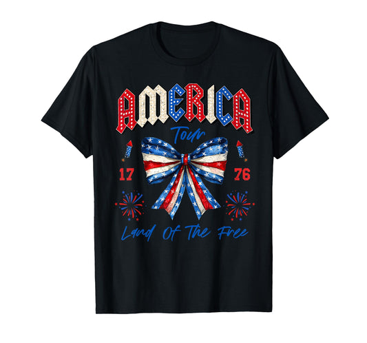 America Tour 1776 Coquette Bow Freedom Patriotic 4th Of July T-Shirt