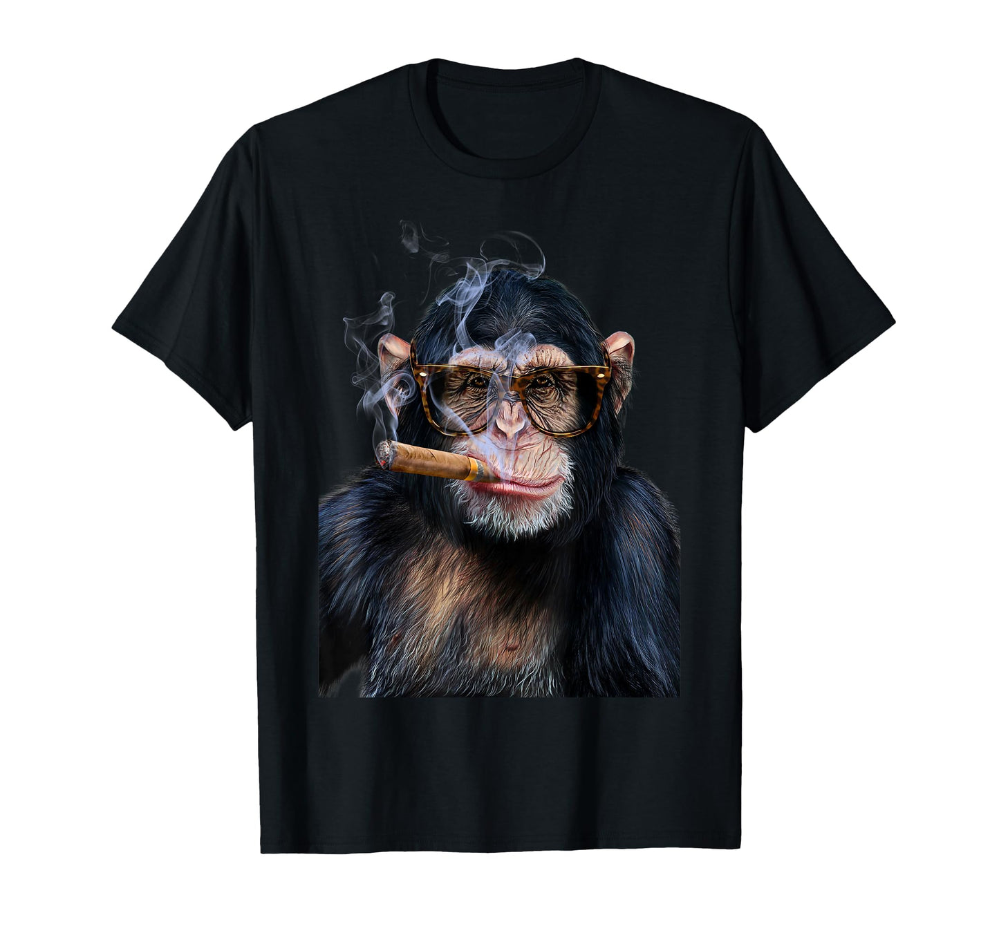 T-Shirt, Hip Chimpanzee w Cigar Puffing, Cool Monkey T-Shirt