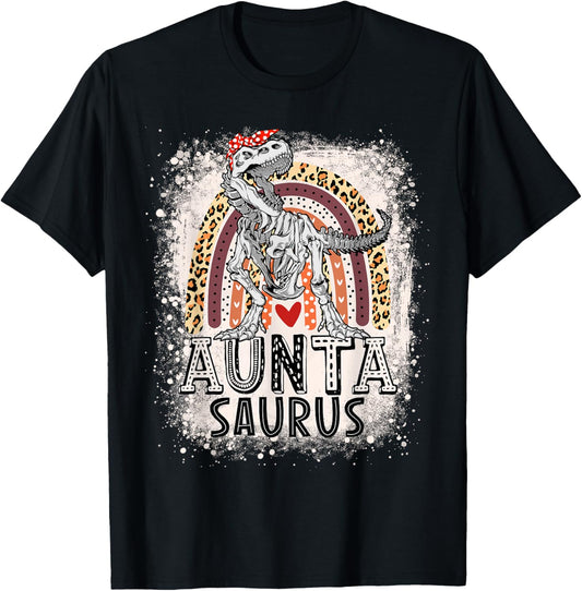 Dinosaur T Rex Leopard Rainbow Auntasaurus Aunta Aunt Saurus T-Shirt
