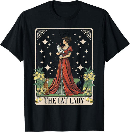 The Cat Lady Tarot Card, Vintage Gothic Cat Women Cat Mom T-Shirt