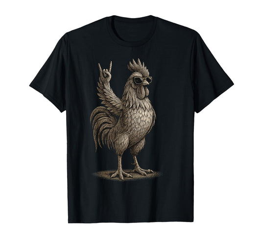 Retro Rooster Rock Music Funny Gifts Men Women Boy Girl Kid T-Shirt