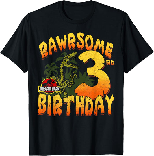 Jurassic Park Rawrsome 3rd Birthday T-Shirt