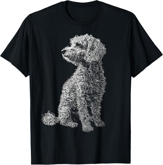 Poodle Dog Drawing Abstract Animal Pet Art Graphic Poodle T-Shirt