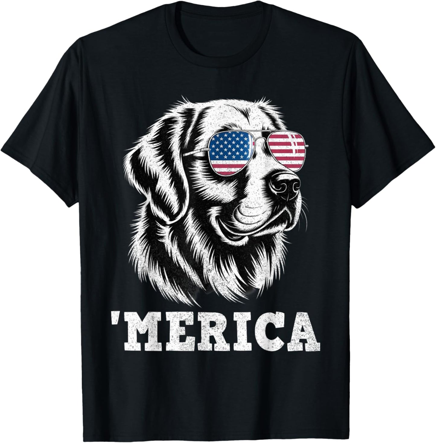 Golden Retriever Merica Dog Patriotic 4th Of July Puppy Mom T-Shirt