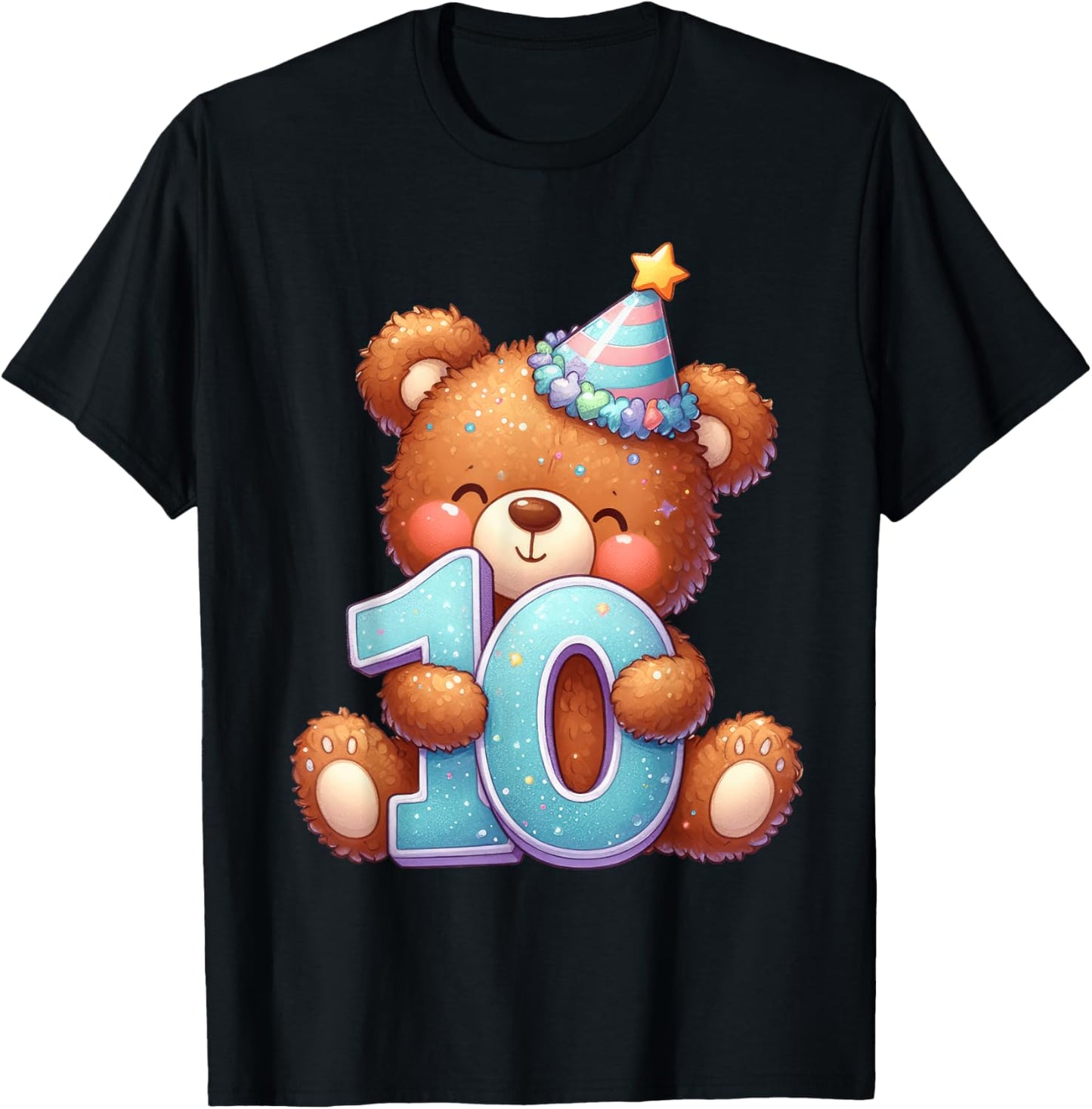 10th Birthday Happy Birthday Brown Teddy Bear T-Shirt
