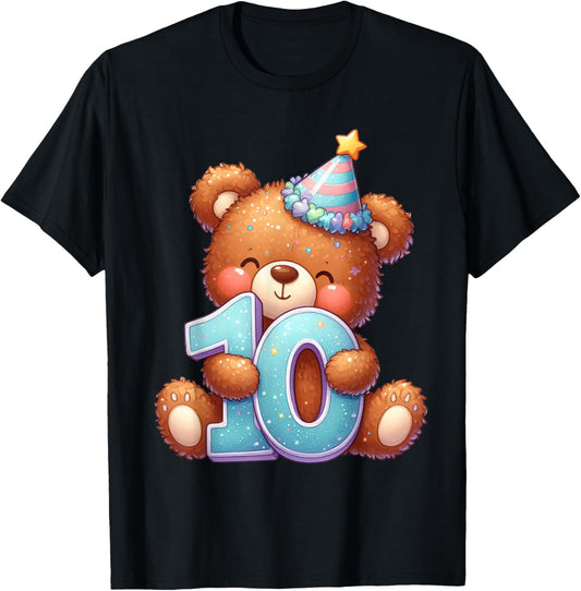 10th Birthday Happy Birthday Brown Teddy Bear T-Shirt