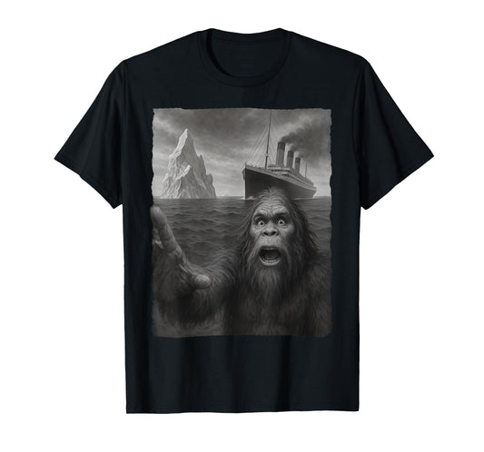 Funny Bigfoot Selfie Titanic T-Shirt