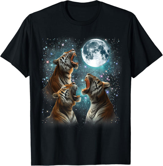 3 Tiger Moon Howling Tiger Head Funny For Men, Women, Kid T-Shirt
