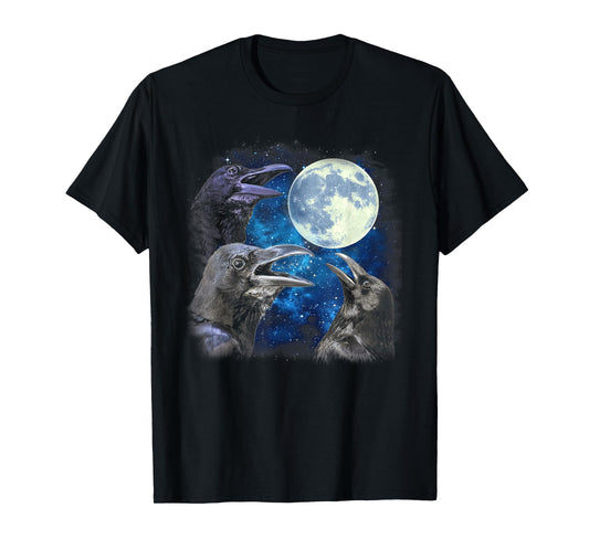 Crows Howling At The Moon - Funny Crow Bird T-Shirt