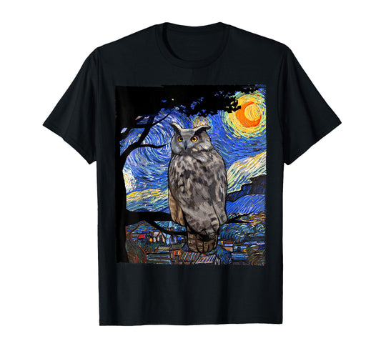 Owl Lover, Bird Lover Art, Owl Starry Night, Owl T-Shirt