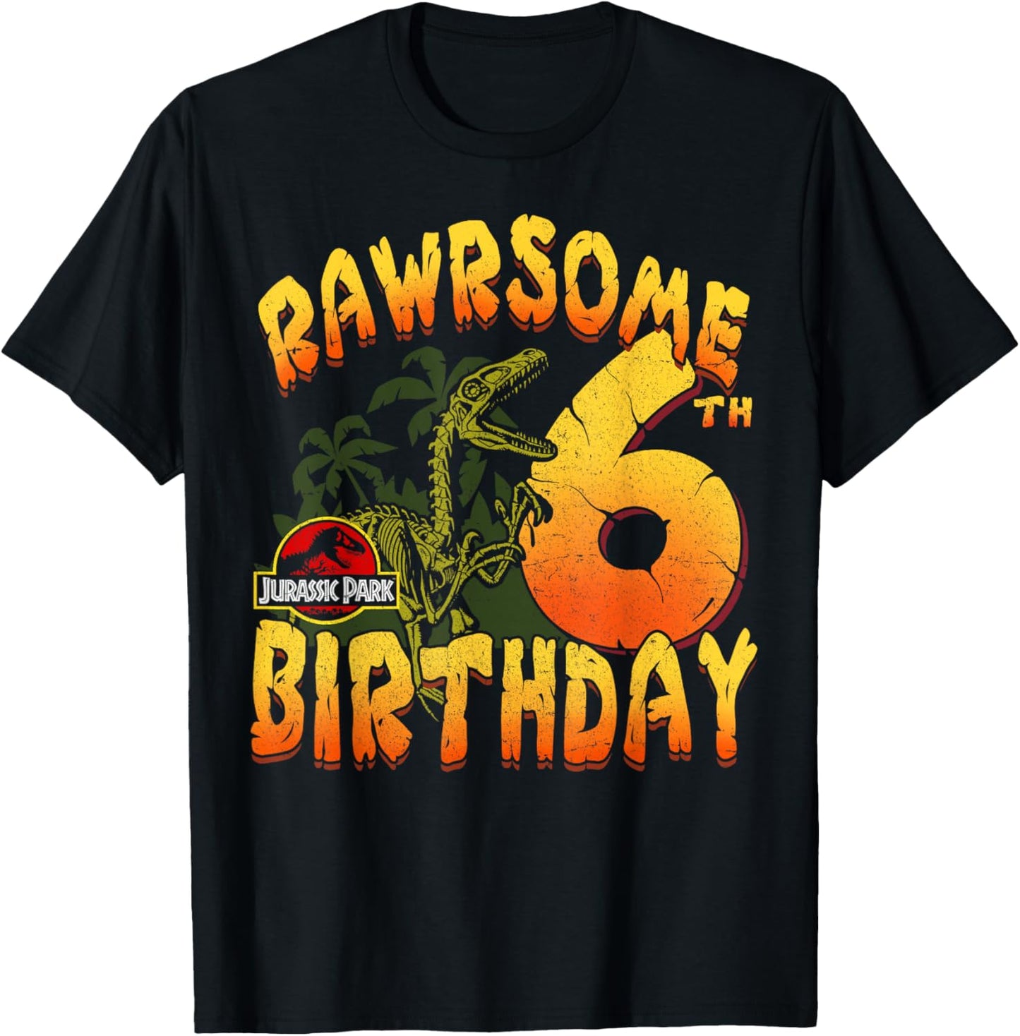 Jurassic Park Rawrsome 6th Birthday T-Shirt