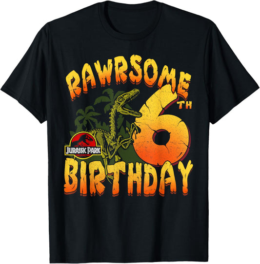 Jurassic Park Rawrsome 6th Birthday T-Shirt